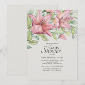 Rubrum Lelies Baby shower Uitnodiging (Voorkant / Achterkant)