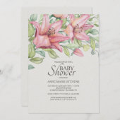 Rubrum Lilies Baby shower Invitation (Devant / Derrière)