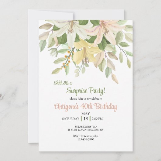 Rubrum Lilies Uitnodiging (Voorkant)