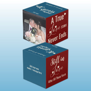 Ruby 40 jaar jubileum rood blauw foto kubus