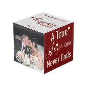 Ruby 40 jaar jubileum rood grijs foto kubus (Voorkant hoekig)