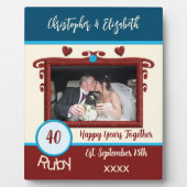 Ruby 40 jaar jubileum voeg namen foto blauw fotoplaat (Voorkant)