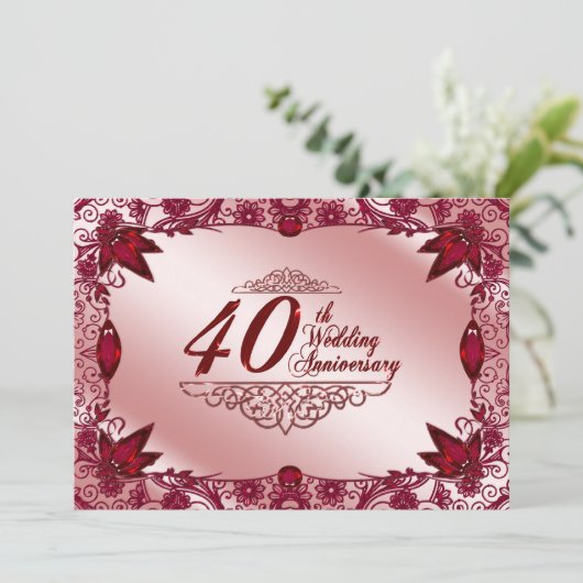 Ruby 40e anniversaire du Mariage 5x7 Invitation (Debout devant)