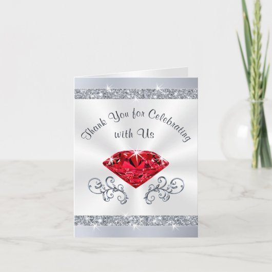 Ruby 40e huwelijksverjaardag dankkaartjes bedankkaart (Voorkant)