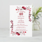 Ruby 40e trouwdag Monogram Bloemen  Kaart (Staand voorkant)