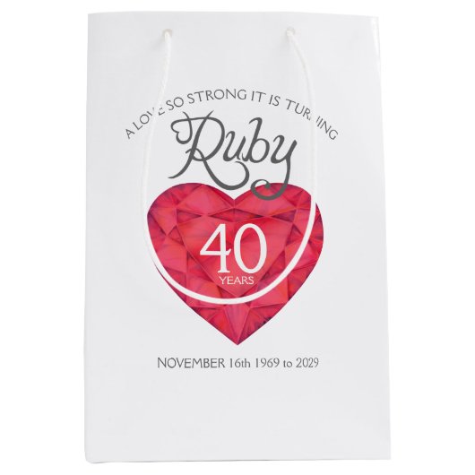 Ruby 40e verjaardag aangepaste juwelentas medium cadeauzakje (Voorkant)