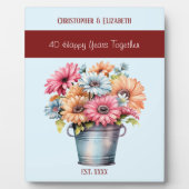 Ruby 40e verjaardag bloemen namen blauw fotoplaat (Voorkant)