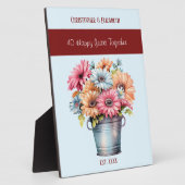 Ruby 40e verjaardag bloemen namen blauw fotoplaat (Zijkant)