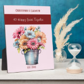 Ruby 40e verjaardag bloemen namen roze fotoplaat (Zijkant)