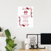 Ruby 40e Verjaardag Elegante Trouwjubileum Welkoms Poster (Thuiskantoor)