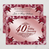 Ruby 40ste huwelijksjubileum 5x7 uitnodiging (Voorkant / Achterkant)