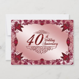 Ruby 40ste huwelijksverjaardag 4.5x6.25 uitnodigin kaart