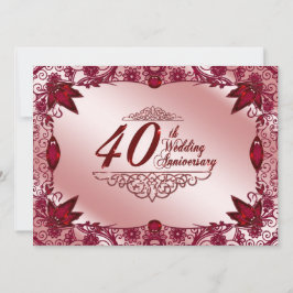 Ruby 40ste huwelijksverjaardag 5.5x7.5 uitnodiging