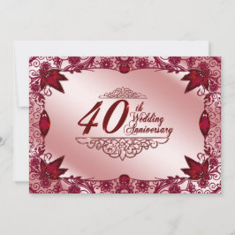 Ruby 40ste Huwelijksverjaardag 5x7 Uitnodiging