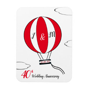 Ruby 40ste trouwdag hete luchtballon magneet