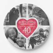 Ruby 40th bruiloft Jubileum hart vier foto's Papieren Bordje (Voorkant)