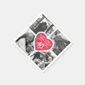 Ruby 40th bruiloft Jubileum hart vier foto's Servet (Hoek)