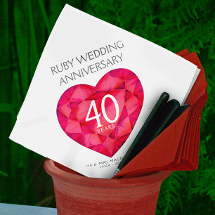 Ruby 40th bruiloft Jubileum hartkunst luiers Servet