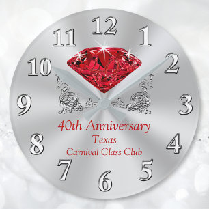 Ruby 40th Jubileum Clock Vierkante Klok