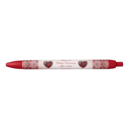 Ruby 40th Wedding Jubileum Black Ink Pen (Voorkant)