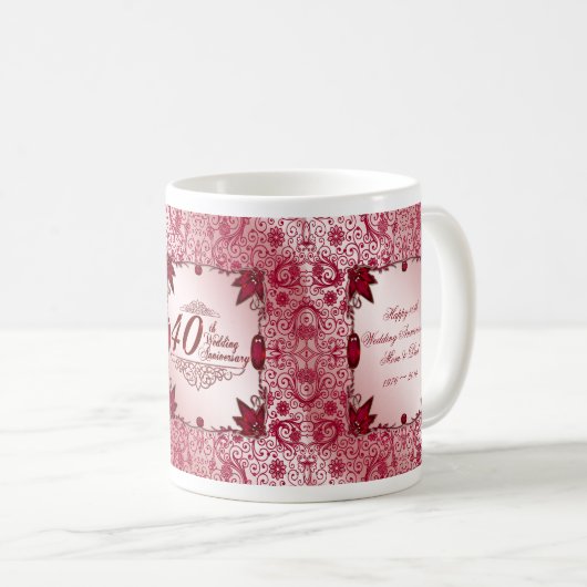Ruby 40th Wedding Jubileum Coffee Mok (Voorkant rechts)