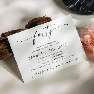 Ruby 40th Wedding Jubileum minimalistisch modern Kaart