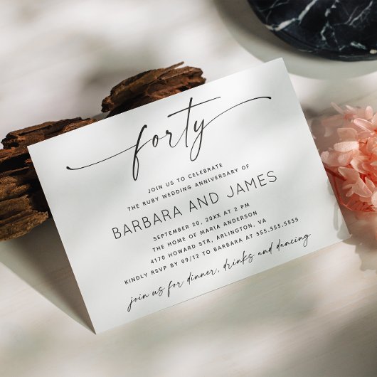 Ruby 40th Wedding Jubileum | minimalistisch modern Kaart