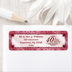 Ruby 40th Wedding Jubileum Return Address Label
