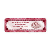 Ruby 40th Wedding Jubileum Return Address Label (Voorkant)