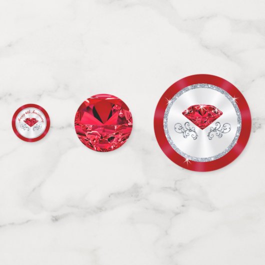 Ruby 40th Wedding Jubileum Tafeldecoraties Confetti (Achterkanten)