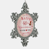 Ruby 40th Wedding Jubileum Tin Sneeuwvlok Ornament (Links)