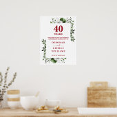 Ruby 40th Wedding Jubileum Welkomstbord Poster (Keuken)