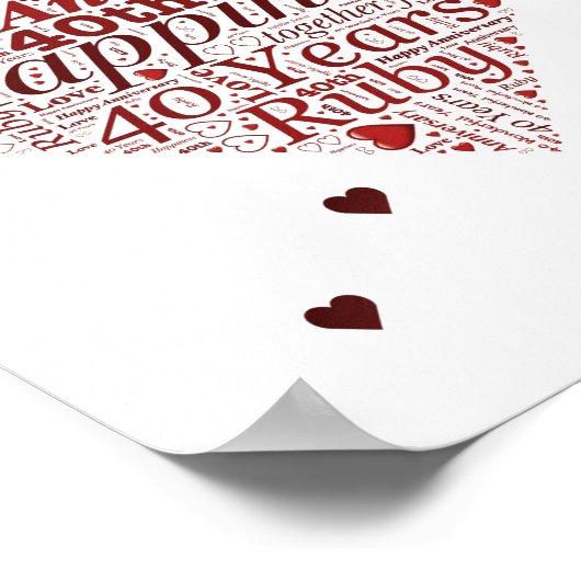 Ruby 40th Wedding Jubileum Word Art Print (Hoek)