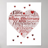 Ruby 40th Wedding Jubileum Word Art Print (Voorkant)