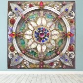 Ruby, Amethist, Sapphire en Pearl, Mandala Canvas Afdruk (Insitu (Houten vloer))