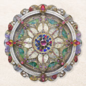 Ruby, Amethist, Sapphire en Pearl, Mandala Kartonnen Onderzetters (Voorkant)