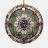 Ruby, Amethist, Sapphire en Pearl, Mandala Keramisch Ornament (Voorkant)