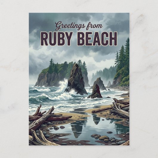 Ruby Beach Washington Briefkaart (Voorkant)