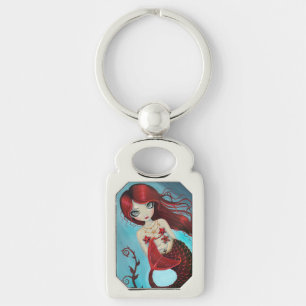 Ruby Big Eye Mermaid Fantasy Art van Molly Harriso Sleutelhanger