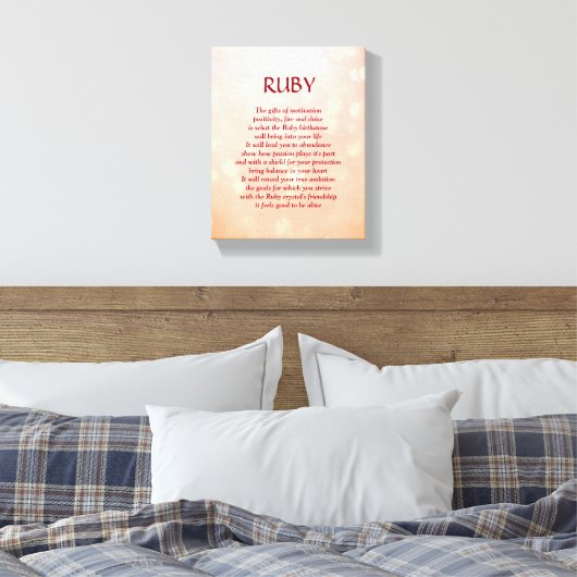 Ruby birthstone - juli gedicht kunst canvas (Insitu (Slaapkamer))