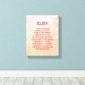 Ruby birthstone - juli gedicht kunst canvas afdruk (Insitu (Houten vloer))