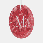 Ruby Birthstone Monogram Persoonlijke naam Glas Ornament (Voorkant links)