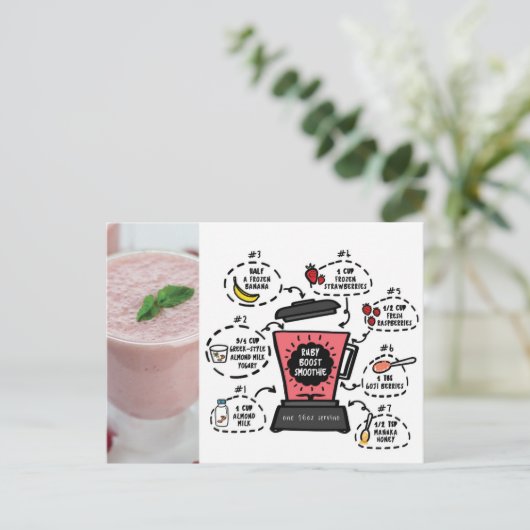 Ruby Boost Smoothie Recipe Briefkaart (Staand voorkant)