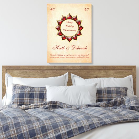 Ruby Bruiloft Jubileum Canvas Afdruk (Insitu (Slaapkamer))