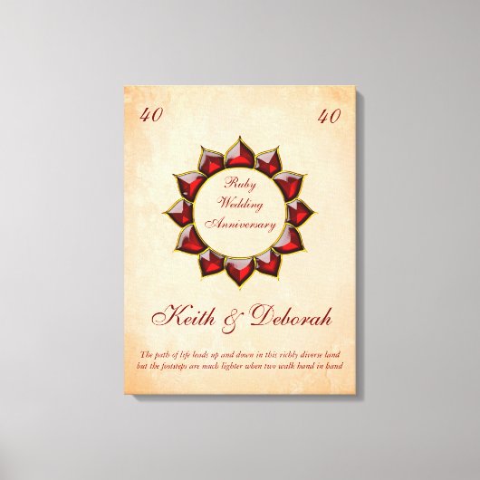  Ruby Bruiloft Jubileum Canvas Afdruk (Voorkant)