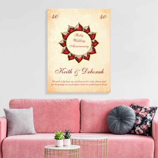 Ruby Bruiloft Jubileum Canvas Afdruk (Insitu (Woonkamer))