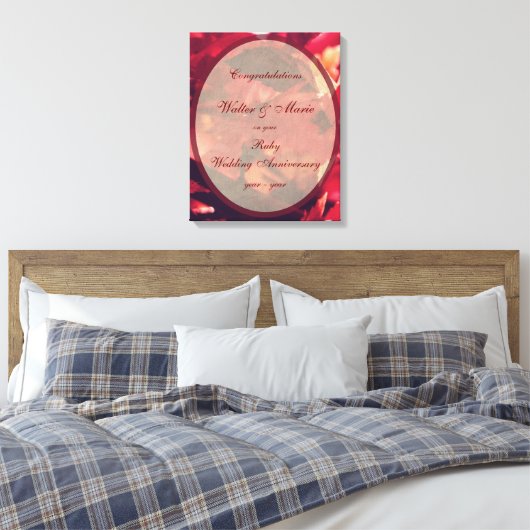 Ruby Bruiloft Jubileum Canvas Afdruk (Insitu (Slaapkamer))