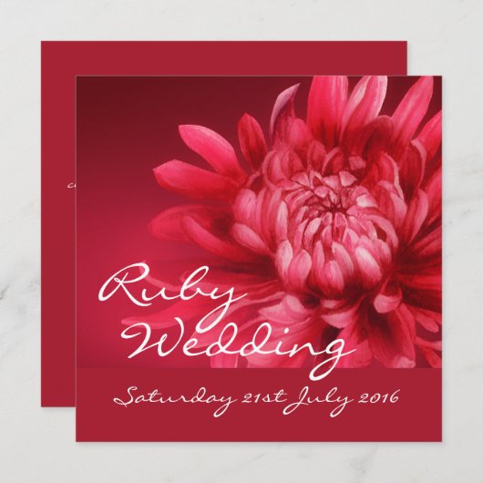 Ruby bruiloft nodigt 40 jaar vierkant uit kaart (Voorkant / Achterkant)