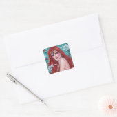 Ruby Carmina mermaid met witte bettas fantasy art Vierkante Sticker (Envelop)
