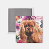 'Ruby' Cavalier chien art aimant (Recto/Verso)
